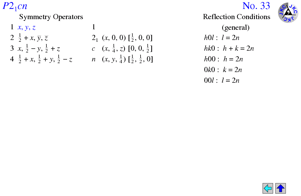 Space Group 33 P2 1 Cn P21cn P 21 C N