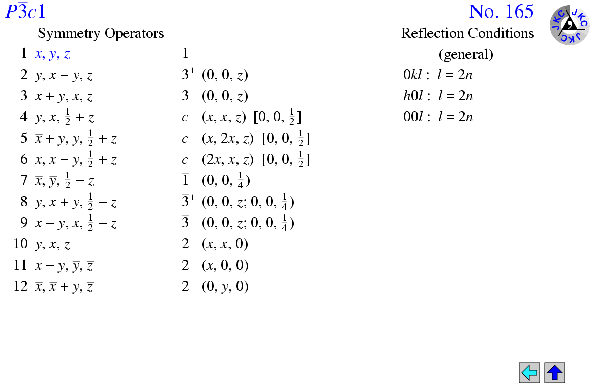 Space Group 165 P 3c1 P 3 C 1